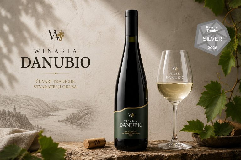 Rajnski Rizling Danubio sa srebrnom medaljom osvojenom na Kvarner International Wine Trophy